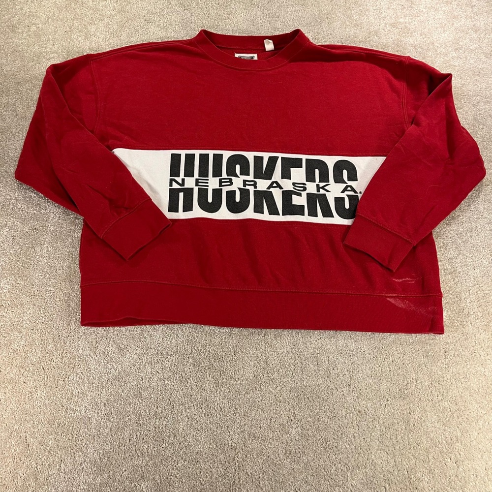 Tailgate Nebraska Huskers Sweatshirt Womens Large Red Graphic Colorblock